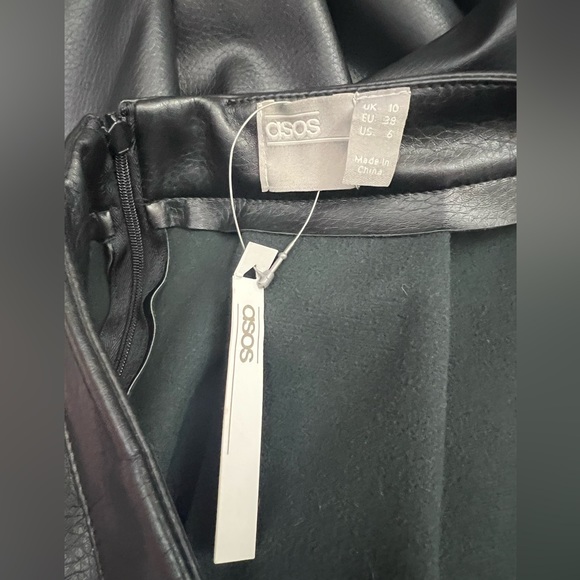 NWT ASOS Design Leather Look Full Midi Skirt with Box Pleats Size 6 - Picture 8 of 13